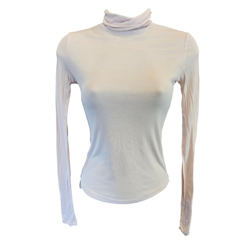 Aritzia Sunday best lightweight stretch ribbed turtleneck minimalist pink XS